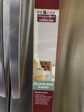 CUT 44" X 48"  Home Decorators Shadow White Blackout Cordless Cellular Shade