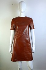PRADA Brown Buffed Nappa Leather Mini Dress IT38/US4 ~NWT~