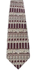 Henry Grethel Silk Tie Italian Maroon Red Gold Geometric 56  