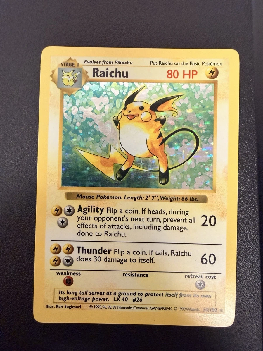 Raichu Pokémon TCG Shadowless Individual Collectible Card Game