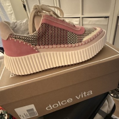 Dolce Vita Dolen Women's Pink Multicolor Woven Platform Lace-Up Low Top