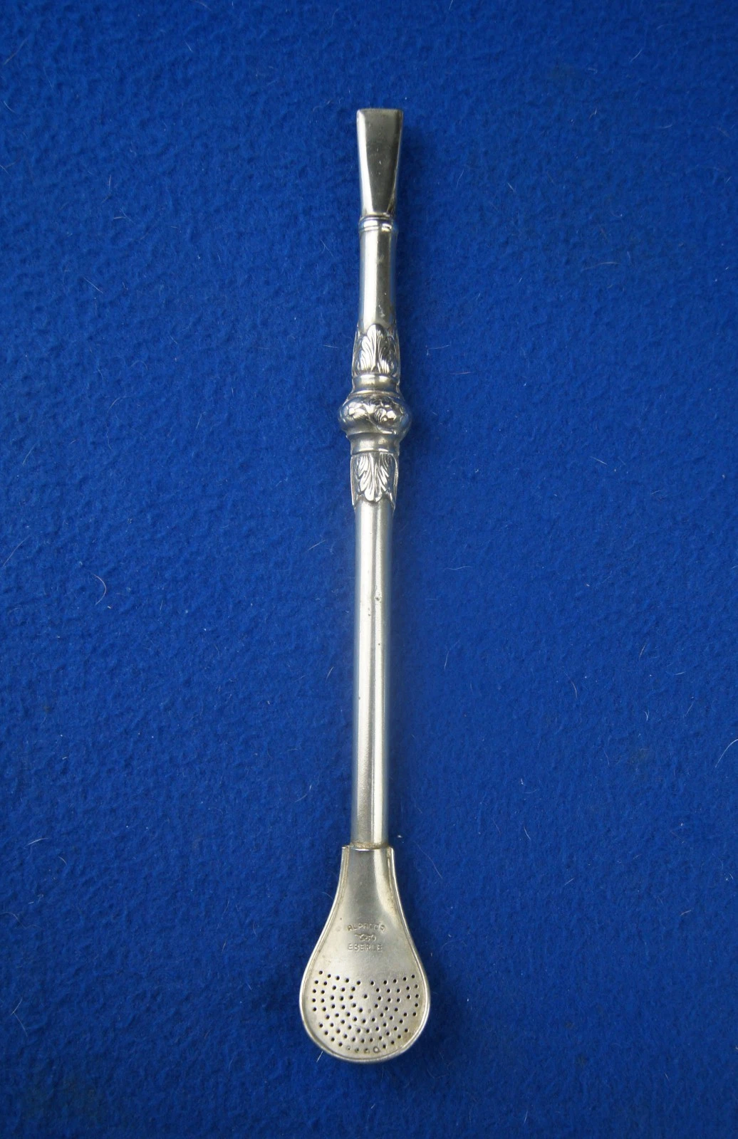 Vintage Silver-plated 9” ALPACCA EBERLE Bombilla Tea Spoon Filter Straw