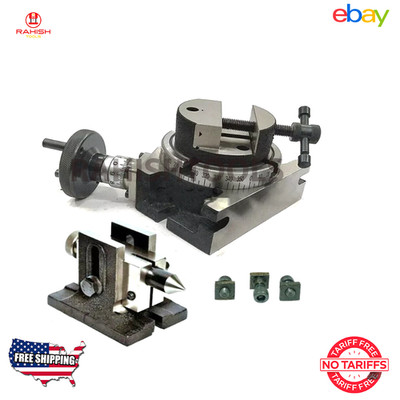 Rotary Table H/V 4 3''Inch Milling Slots With Tailstock And Vice 80 mm Round Vise