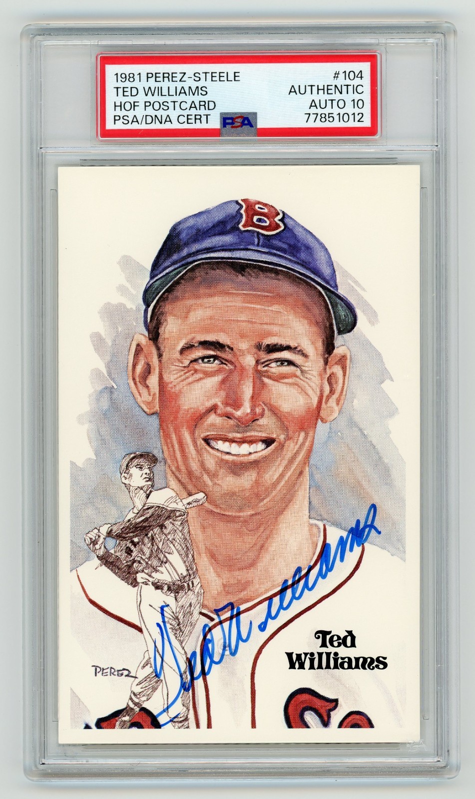 Ted Williams Perez Steele Postcard Autograph Gem Mint 10 PSA DNA COA Signed