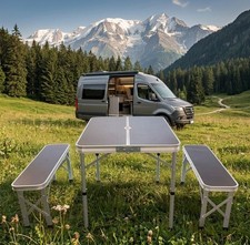 Campingtisch Set GREEN HILL Klapptisch  Bank Aluminium klappbar Koffertisch