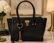 Michael Kors Hamilton Moderne Large Black Lea...
