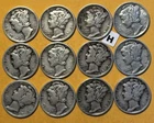 Mercury Dimes Lot of 12 90% Silver - 1930's  [H]