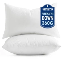 Set of 2 Throw Pillow Inserts 12x20 Inches, 100% Virgin Filling Nonwoven Pill...