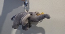 Steiff Plush Elephant Keyring Charm~ID Button, Tags~3 Inches