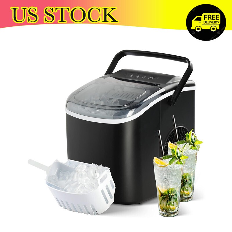 Portable Silent Self-Cleaning Ice Maker with Spoon Basket Countertop Machine-image