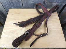 Dark Oiled Heavy Harness Cowboy Headstall with scalloped Browband