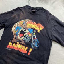 Vintage 90s Harley Davison Mens Taz Animal Single Stitch T-Shirt Size Large USA