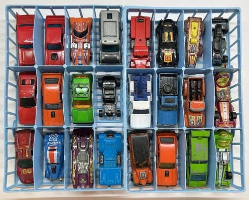 Vintage Hot Wheels Car & Truck Lot Of 24 W/Trays