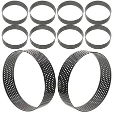  10PCS Stainless Steel Tart Ring 3.14 Inch Heat-Resistant Perforated Cake Mousse