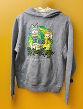 Rick and Morty Gray Hoodie Pullover Sweatshirt Adult Sz. Medium Kangaroo Pocket