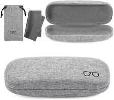 Hard Shell Sunglasses Case, Large Linen Fabric Protective Glasses Case for Men W
