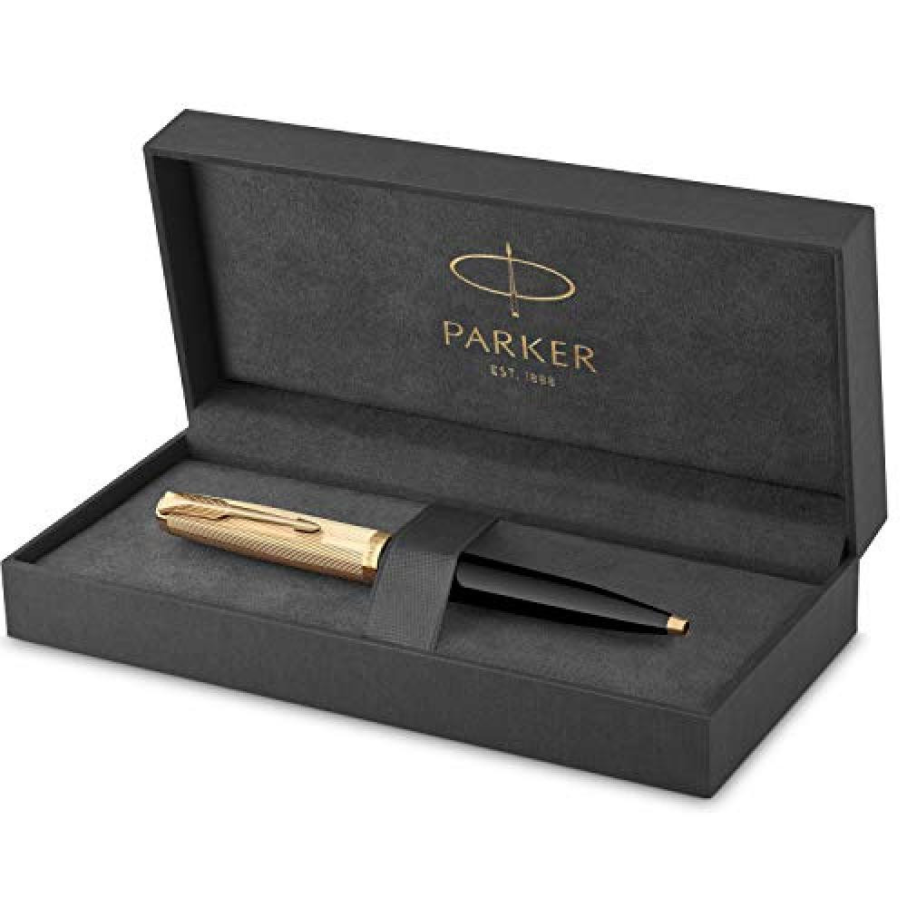 (TG. 1 Unit  (Confezione da 1)) PARKER 51 a Sfera, Corpo Nero con Finiture in Or