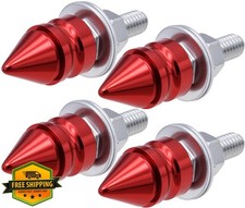 MEAJOO 4PC Spike License Plate Screws Red