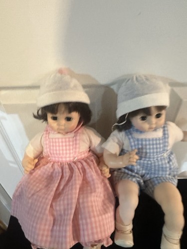 2 70er Jahre Vintage Madame Alexander Baby Schwester & Bruder Puppen