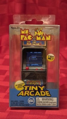 Tiny Arcade Ms. Pac-Man Mini Arcade Game New Open Box Damaged Package