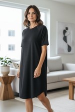 Womens COS Oversized Dress Black 100% Wool Clean EUC Size Small Ribbed Neck