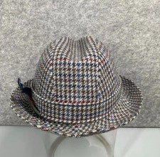 VTG Christys of London Tweed Trilby Hat Durham Wool Houndstooth Made in England