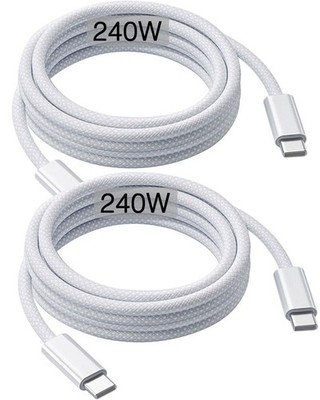 240W USB-C Ladekabel 2m [2er Pack], 6ft USB C auf C Kabel, schnell 2 Meter 