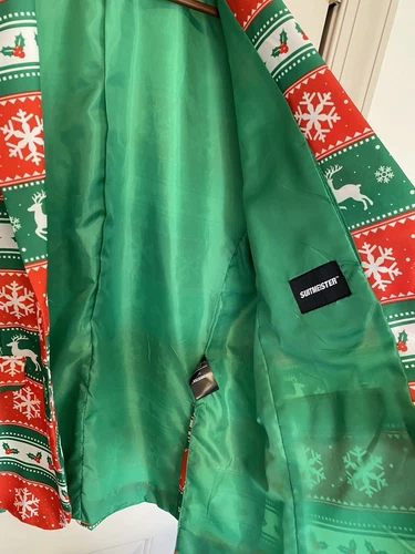Suitmeister Christmas Ugly Party Red Green White Suit Jacket Men’s Size Large image 6