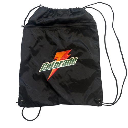 Vintage Gatorade Drawstring Bag Black Zip Cinch Sackpack Gym Outdoor Sport