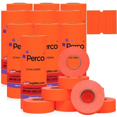 Perco 2 Line Fluorescent Red Labels - 60,000 Blank Price and Date Gun Labels ...