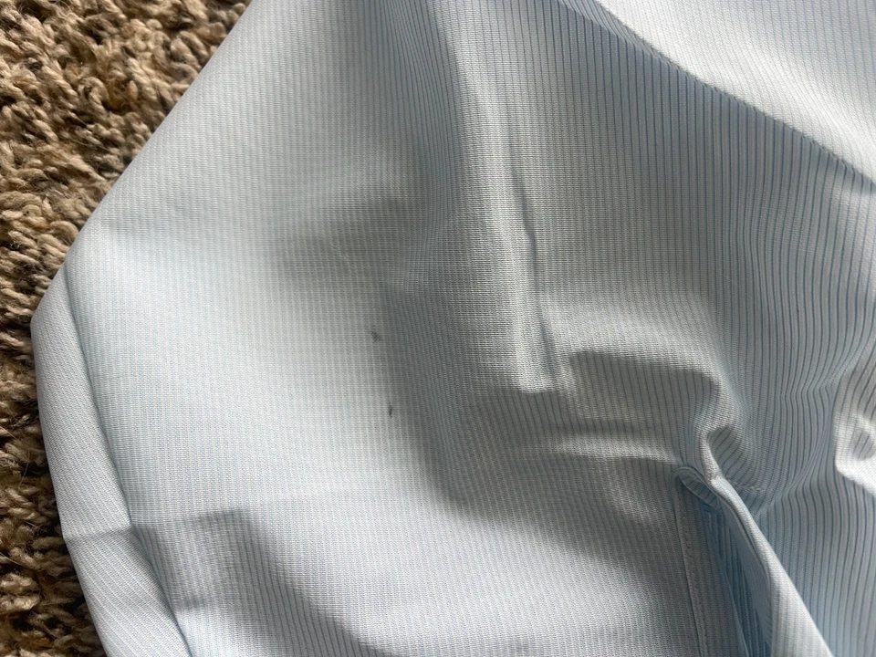 Camisa De Colección Arrow Dectolene Para Hombres 17 Azul Abotonada Mitoga Años 70 Hecha en EE. UU. Foto 3 de 4