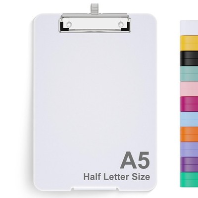 Hongri A5 Clipboard with Storage, Metal Retractable Pen Holder, White | 6 x 9...