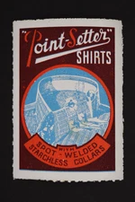 POINT-SETTER SHIRTS SPOT WELDED STARCHLESS COLLARS VINTAGE ADVERTISEMENT STAMP
