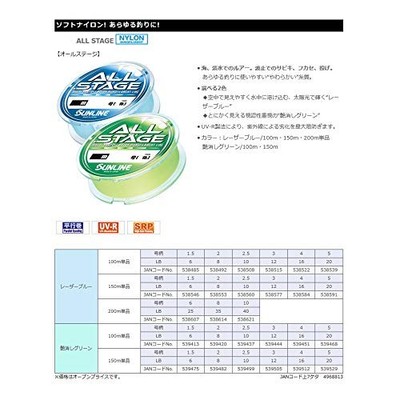 Sunline All Stage Laser Blue Fishing Line 100m 6lb/1.5 NEW | eBay