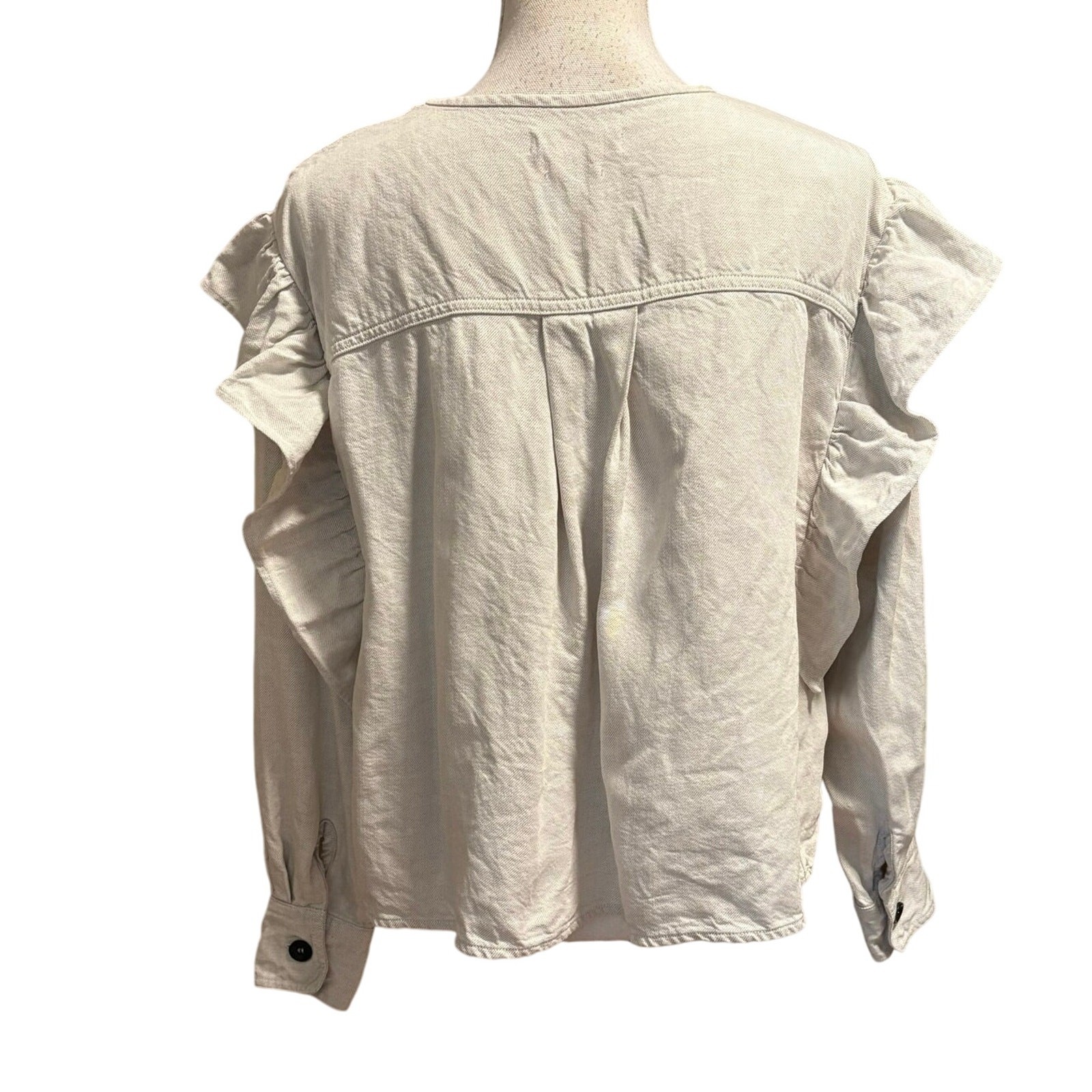 Etoile Isabel Marant Size 38 US M 6 Wally Chalk Top Blouse Ruffled Linen Blend