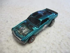 HOT WHEELS REDLINE AQUA BLACK MUSTANG BOSS HOSS #5 NBR DARK INT 1969 VINTAGE