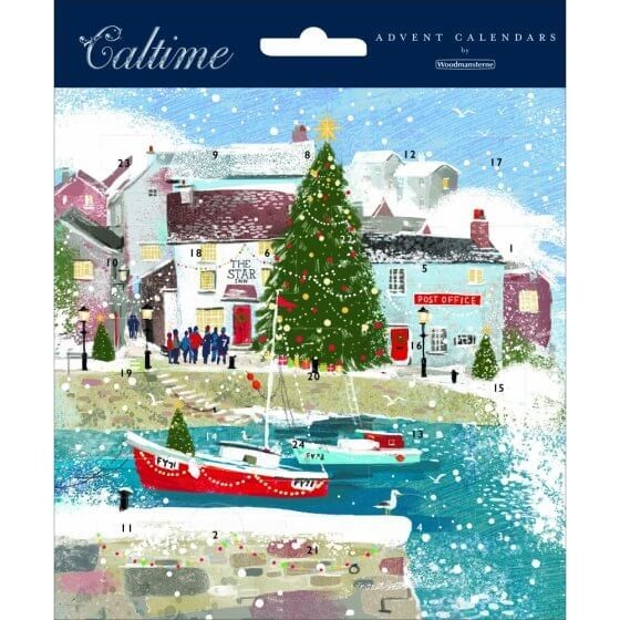 Traditional Advent Card Fishing Harbour Seaside Boat - 160mm x 160mm - 24 Doors