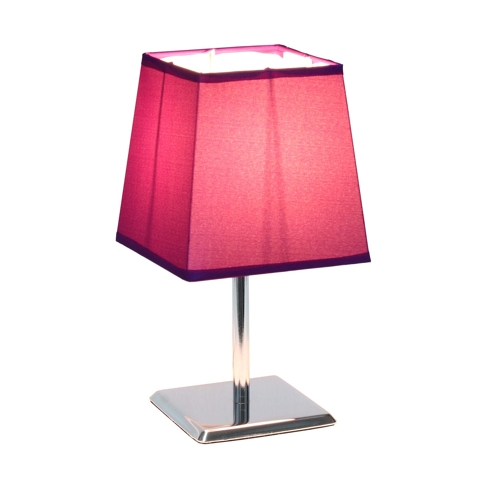 LT2062-PRP Mini Chrome Squared Empire Fabric Shade Table Lamp, Purple