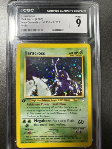 Heracross (1st Edition) graded CGC 9 for sale on eBay