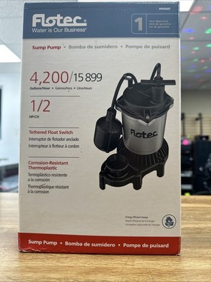FLOTEC FPZS50T 1/2 HP 4200GPH THERMOPLASTIC SUBMERSIBLE SUMP PUMP NEW SEALED BOX