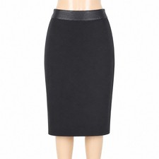 David Benjamin Leather Trim Midi Skirt Office Siren Quiet Luxury Size 14 Vintage