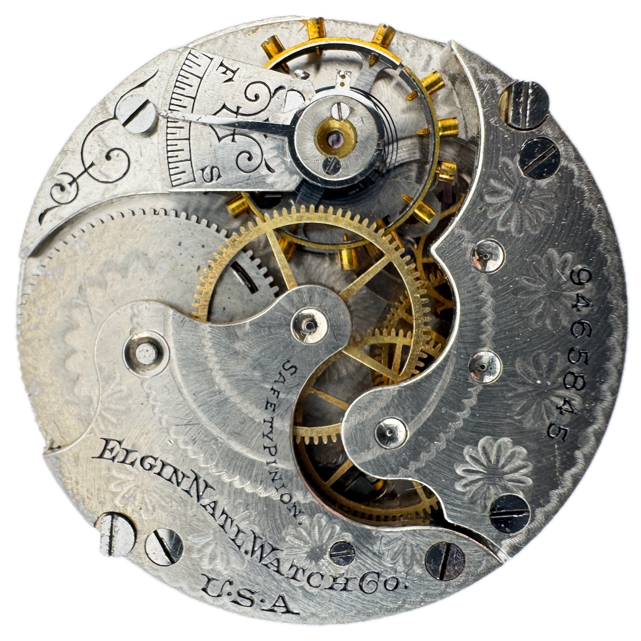 Antique 6s 1902 Elgin 7 Jewel Mechanical Hunter Pocket Watch Movement 206 USA