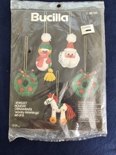 Bucilla Jeweled Holiday Ornaments 'Woolly Trimmings' set of 5 48785