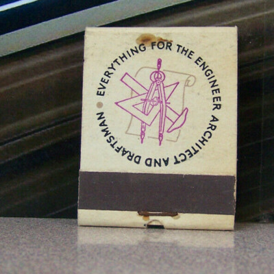 Vintage Matchbook Cover V5 New York New Jersey Charles Bruning Architect Draft