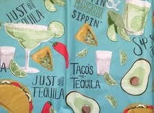 Summer Fun Taco's and Tequila Vinyl Flannel Back Various Size Tablecloth Elrene
