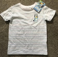 Bluey - T Shirt - size 3, blue and white stripe, new, with label