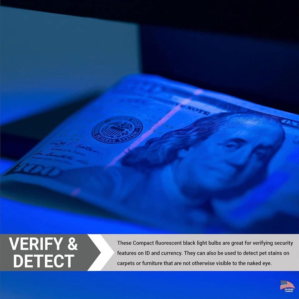 4Pack T6 Fluorescent U-Shaped Bulb, 7.86" Twin UV Lamp for Bars/Night Club, 15W - Image 4 of 4