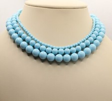 COLLANA DONNA SFERE PASTA DI TURCHESE ARGENTO MM 4 MM 8 MM 10 CM 42 EXPLOIT