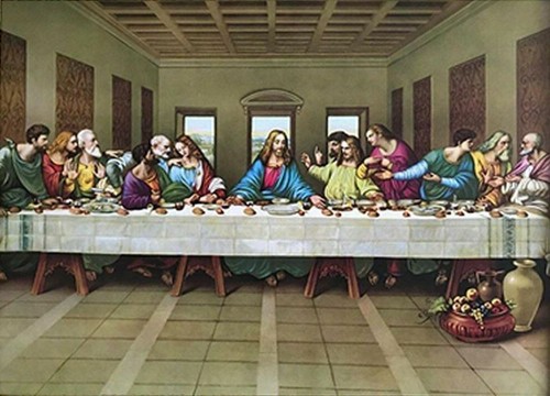 Peinture d'art de parodie. La Cène, Leonardo Da Vinci. Musée d'art