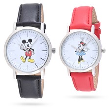Disney MK90005 Mickey Minnie His and Hers Black Red Watch Set of 2- NIB